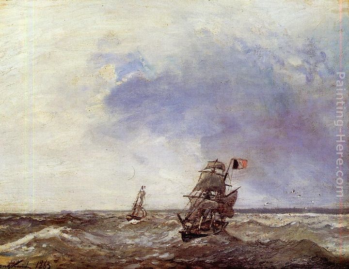 Ships at Sea painting - Johan Barthold Jongkind Ships at Sea art painting